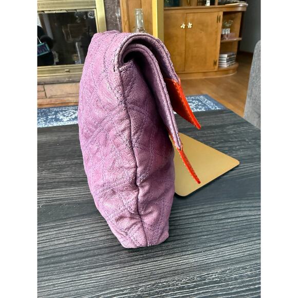 Marc Jacobs Quilted Purple & Orange Double Flap Foldover Clutch MSRP $1275+ - Picture 6 of 12